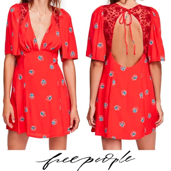 Free People Dresses & Skirts - Free People Mockingbird Embroidered Dress Red 2